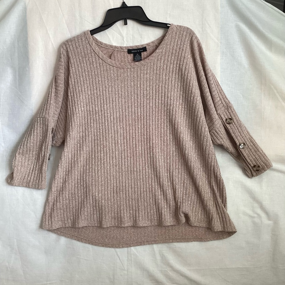 Ribbed Knit Sweater with Button Sleeves